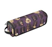 Adorable chien de berger violet 2 en 1 organiseur d'outils de cheveux avec tapis en fer, grand étui de voyage pour fer plat, outils chauds et accessoires de soins capillaires pour femme