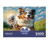 Adorable Chien de Compagnie, en Carton 100% recyclé, représentant Un Chien Australien dans l'herbe. Puzzle de 1000 pièces pour Adultes. Décoration Unique et Magnifique. Dimensions : 52 x 38 cm.
