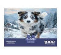 Adorable Chien de Compagnie, en Carton 100% recyclé, Un Chien Australien dans Un Champ enneigé. Puzzle de 1000 pièces pour Adultes et Enfants. Décoration Magnifique. Dimensions : 70 x 50 cm.
