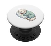 Adorable Chien des Pyrénées endormi en Pyjama Art du Coucher PopSockets PopGrip Adhésif