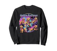 Adorable Chien Golden Retriever des années 80 Rock Musique Illustration Sweatshirt