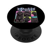 Adorable Chien Puli dans Le Style de Musique Heavy Metal Rock des années 80 PopSockets PopGrip Adhésif