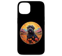 Adorable Chien Terrier Russe Noir Fleur Montagne Coucher de Soleil Chiot Coque pour iPhone 13