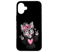Adorable Chien Yorkshire Terrier avec Lunettes et nœud Rose Coque pour iPhone 16 Plus
