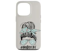 Adorable chignon d'infirmière beige drôle pour la journée des infirmières Coque pour iPhone 13 Pro
