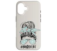 Adorable chignon d'infirmière beige drôle pour la journée des infirmières Coque pour iPhone 16