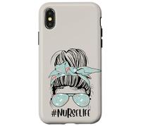 Adorable chignon d'infirmière beige drôle pour la journée des infirmières Coque pour iPhone X/XS