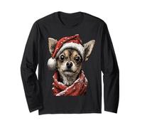 Adorable Chihuahua avec Bonnet de Père Noël Hiver Chien enneigé Manche Longue