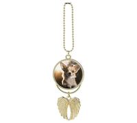 Adorable Chihuahua - Décoration à suspendre pour rétroviseur - Cadeau porte-bonheur - Décoration amusante pour bureau et maison - Style doré