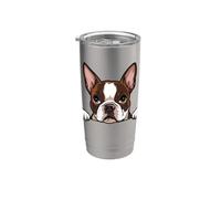 Adorable chiot Boston Terrier qui regarde les chiens Gobelet isotherme en acier inoxydable double paroi