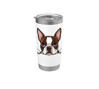 Adorable chiot Boston Terrier qui regarde les chiens Gobelet isotherme en acier inoxydable double paroi