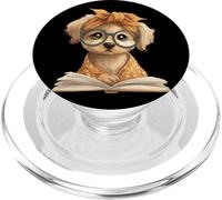 Adorable Chiot lisant Un Livre pour Amoureux des Livres d'animaux Petit Format Ouvert PopSockets PopGrip pour MagSafe