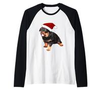 Adorable Chiot Rottweiler Portant Un Chapeau de Père Noël Manche Raglan