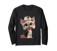Adorable Chiot Yorkie Terrier Kawaii Personnage Graphique Petit Manche Longue