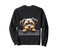 Adorable Chiot Yorkshire Terrier Qui Regarde au-Dessus d'une Table Sweatshirt