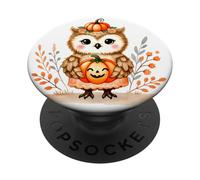 Adorable Chouette Tenant Une Citrouille d'automne PopSockets PopGrip Adhésif
