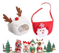 Adorable Christmas Tree Pom-Pom Hat, Adjustable Cat Dog Christma Collar Hats, Comfortable Soft, for Holiday Photo, Party, Gathering (Style E,S)