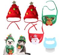 Adorable Christmas Tree Pom-Pom Hat, Celery Pets Dog Santa Hat, Christmas Green Velvet Headdress Hat for Dogs, Funny Soft Pet Hat for Dogs, Cat, Christmas Dog Hats for Christmas Party (G,M)