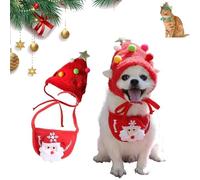 Adorable Christmas Tree Pom-Pom Hat, Christmas Tree Hat for Dogs & Cats - Adjustable Trees Hats for Dogs Or Cats (Red*1,S)