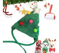 Adorable Christmas Tree Pom-Pom Hat, Christmas Tree Hat for Dogs, Dog Christmas Tree Hat, Funny Soft Pet Hat for Dogs Cats, Small Medium Pets Santa Hat (Green Hat, L)