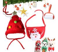 Adorable Christmas Tree Pom-Pom Hat, Christmas Tree Hat for Dogs, Dog Christmas Tree Hat, Funny Soft Pet Hat for Dogs Cats, Small Medium Pets Santa Hat (Set B, S)