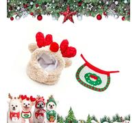Adorable Christmas Tree Pom-Pom Hat, Dog Santa Hat, Christmas Tree Hats for Pets, Adjustable Cat Dog Santa Collar, Dogs and Cats Costumes (Style-D,Medium)