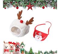 Adorable Christmas Tree Pom-Pom Hat, Dog Santa Hat, Christmas Tree Hats for Pets, Adjustable Cat Dog Santa Collar, Dogs and Cats Costumes (Style-C,Small)