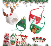 Adorable Christmas Tree Pom-Pom Hat for Dogs & Cats,Christmas Tree Costume,Funny Soft Pet Accessory,Plush Headgear and Bib for Dogs Accessories Costume (2pcs-g,Large)