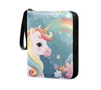 Adorable classeur de cartes avec 4 poches, motif licorne kawaii avec fleurs arc-en-ciel et étoiles, classeur de collection de cartes à collectionner pour albums de cartes à collectionner, 50 pages