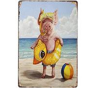 Adorable Cochon Appelé Jambon Au Four Drôle De Salle De Bains Humour Animal Vintage Affiche D'art Rétro Fer Peinture Décoration Murale Art Cadeau En Plein Air Café Bar Garage Ferme Décoration 8x12 Pou