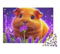 Adorable Cochon d Inde Puzzle 1000 Pièces Papier Puzzle pour Adultes Champ de Lavande Relaxant Concentration Décoration Famille Cadeau 70x50cm/1000pcs