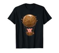 Adorable Cochon Volant dans Un Ciel Ballon Chocolat T-Shirt