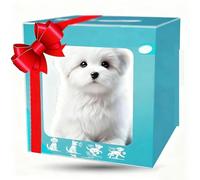 Adorable Coffret Cadeau sur Le thème des Animaux de Compagnie Contenant Un Jouet interactif en Peluche en Forme de Chien avec Un Ruban décoratif, Qui Marche, aboie, remue la Queue, s'assoit et Cou #I