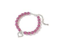 Adorable Collier de Perles Réglable Collier Pendentif Perle de Luxe for Chiots et Petits Chiens/Chats, orné de Strass et Accessoires for Animaux de Compagnie(Purple Love,L-Neck 30-36cm)
