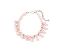 Adorable Collier de Perles Réglable Collier Pendentif Perle de Luxe for Chiots et Petits Chiens/Chats, orné de Strass et Accessoires for Animaux de Compagnie(Pink Pearl,L-Neck 30-36cm)