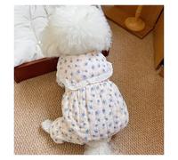 Adorable combinaison florale pour chien avec motif à quatre pattes! Tenue automne-hiver parfaite pour les petites races. Le style ours en peluche doux garde les chiots au chaud et élégant.(M)