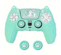 Adorable coque en silicone pour manette de PS5 avec poignées de pouce, autocollants de pavé tactile, antidérapant, anti-transpiration, accessoire de jeu pour 5, esthétique ludique