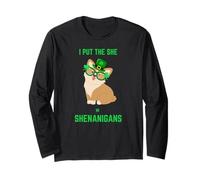Adorable Corgi Saint Patrick's Day I Put The She in Shenanigans Manche Longue