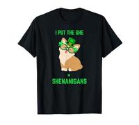 Adorable Corgi Saint Patrick's Day I Put The She in Shenanigans T-Shirt