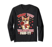 Adorable Corgi Valentine Pat-TY Art Cœur Rose Funny Puppy Love Manche Longue