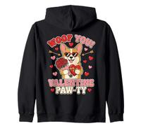 Adorable Corgi Valentine Pat-TY Art Cœur Rose Funny Puppy Love Sweat à Capuche
