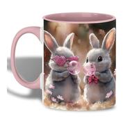 Adorable Couple De Lapins Tasse Avec Anse Mug Drôle Tasses À Thé Pour Cuisine Cacao Bureau 330Ml