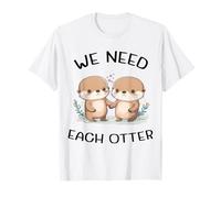 Adorable couple de loutres tenant la main animal kawaii T-Shirt