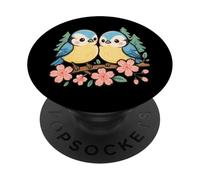 Adorable Couple d'oiseaux pour Toujours Ensemble Amoureux des mésanges PopSockets PopGrip Adhésif