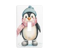 Adorable couvercle d'interrupteur à bascule simple décoratif en forme de pingouin habillé d'hiver pour cuisine, ferme, chambre à coucher, salle de bain
