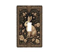 Adorable couvercle d'interrupteur décoratif à bascule simple pour cuisine, ferme, chambre à coucher, salle de bain - Motif lapin - Fleurs sombres - Académie - Esthétique