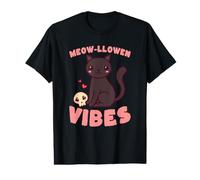 Adorable crâne de Chat Miaou-lloween Vibrations effrayantes T-Shirt Graphique avec Valeur