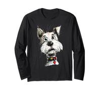 Adorable Croquis de Chien Scruffy avec Collier en Forme de cœur Manche Longue