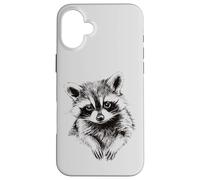 Adorable Croquis de Raton Laveur, trop Mignon pour être Trashy, Amoureux de la Faune Coque pour iPhone 16 Plus