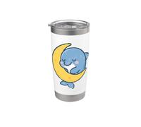 Adorable dauphin endormi sur la lune Gobelet isotherme en acier inoxydable double paroi